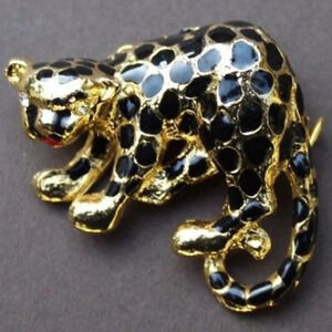 Vintage 1980's Gold CHEETAH / COUGAR Brooch Pin